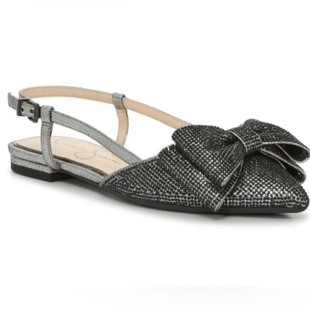 Jessica Simpson Silver Bow Flats